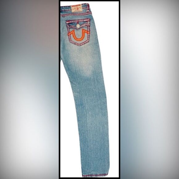 Vintage “Rare” True Religion Women's Low-Rise,Boot-Cut Jeans (colored stitching) - Picture 3 of 7